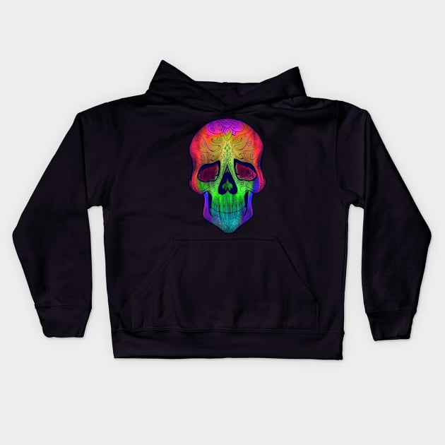 floral skull Kids Hoodie by Tameink